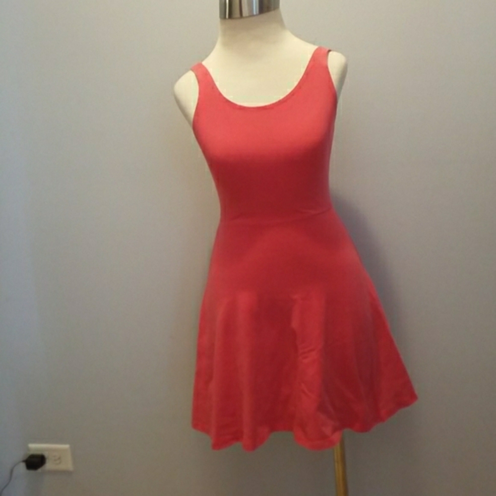 Express Skater Dress XS peach back zip full skirt Fit and Flare